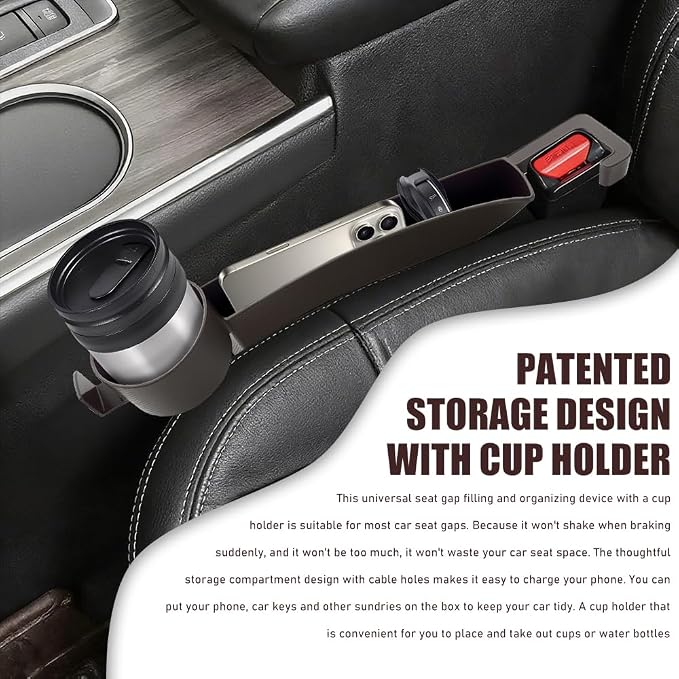 2PCS Car Seat Gap Filler Organizer, Console Side Organizer, Seats Gap Organizer with Phone Holder, Multifunctional Car Seat Filler Gap Space Prevents Things Dropping for Most Vehicles (Brown)