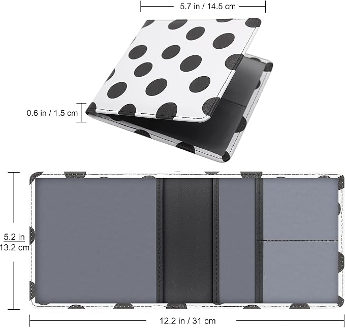 LumiMokki Car Registration and Insurance Holder, Leather Registration and Insurance Card Holder, Vehicle Glove Box Organizer - For Documents, Cards, License (Polka dots)