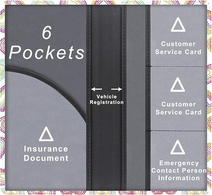 Car Registration and Insurance Holder, Premium Pu Leather Vehicle Glove Box Organizer - for Driver License, Cards & Essential Documents (L-Heart symbol)