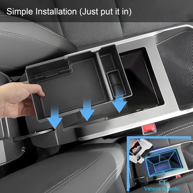 (2Pack) 2025 2026 Terrain Center Console Organizer (Cup Holder+Console Organizer) (Elevation/Denali/AT4), Durable ABS Plastic&Anti-Slip Rubber Console Tray Insert 2026 Terrain Accessories