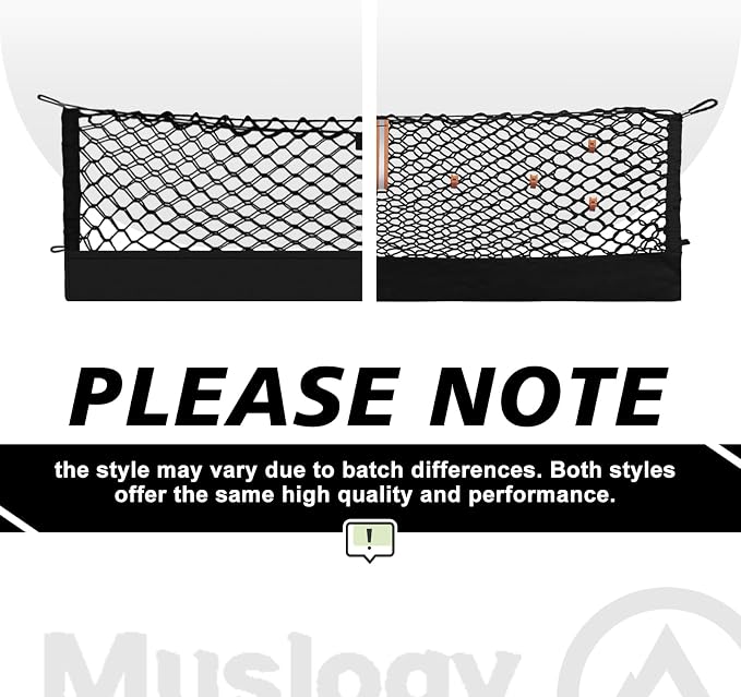 Muslogy Truck Bed Cargo Net Trunk Netting Compatible with 2021-2026 Chevy Suburban&Tahoe|GMC Yukon&Yukon XL| Escalade Accessories, Pickup Cargo Organizer SUV Sedan Storage Net w/Heavy Duty Carabiners