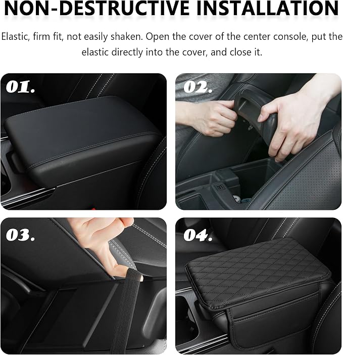 Stacool Upgraded Car Center Console Cover,Microfiber Leather Car Armrest Cover Cushion with 2 Storage Bags,Universal Car Armrest Storage Box (Orange)