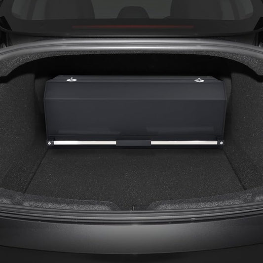 Car Trunk Organizer for 2021-2023 Tesla Model 3, Leather Sturdy Car Storage Organizer Trunk Organizer for Suv with Lid and Push-pull Handle (Black, 30.7 * 11.4 * 12.2in)