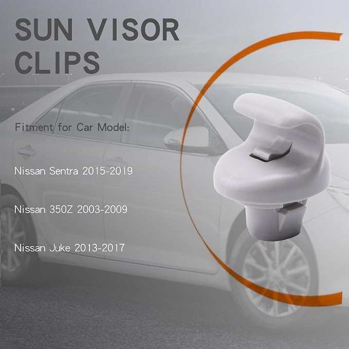 Sun Visor Holder Clips, Hook, for Nissan Sentra 2015-2019, 350Z 2003-2009, Juke 2013-2017, Plastic, No.96409CG000, Gray, 2pcs
