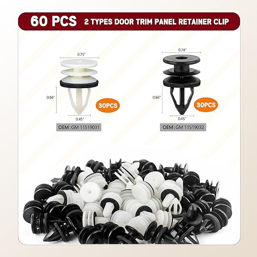 Xislet 60Pcs Door Panel Clips Compatible with GM Chevy GMC Buick Cadillac Hummer H2 Oldsmobile Pontiac, Interior Trim Retainer Clips with Sealer & Removal Tools Kit Replace 11519031 11519032
