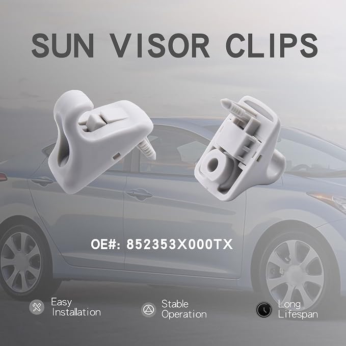 852353X000TX Sun Visor Clips Compatible for Hyundai Elantra, i30, Accent / 2pcs (Gray)