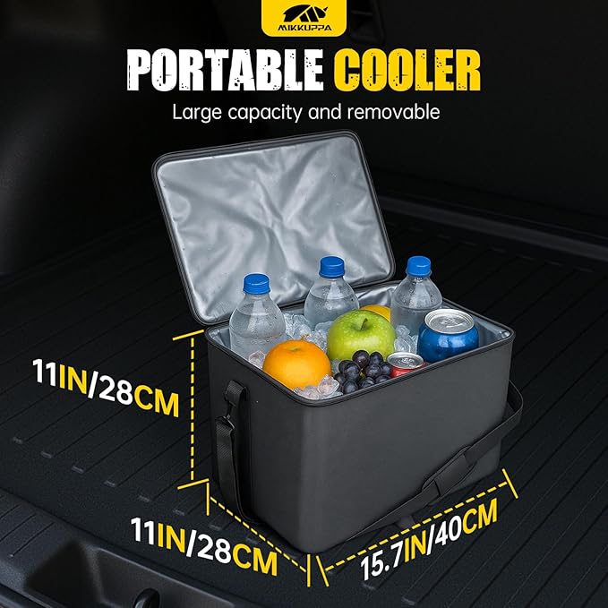 MIKKUPPA Car Trunk Organizer with Cooler - 95L Collapsible Trunk Organizer with Lid, Trunk Storage Organizers for SUV Truck Van with Adjustable Straps and Non Slip Bottom (Black, XX-Large with Cooler)