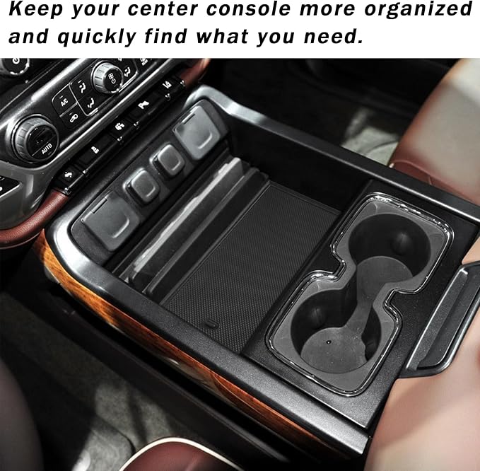 Center Console Organizer Compartment Cover Compatible with 2014-2018 Sierra/Silverado 1500 Accessories 2015-2019 Silverado/Sierra 2500 3500HD Insert Secret Pocket Lid Hidden Tray, Black