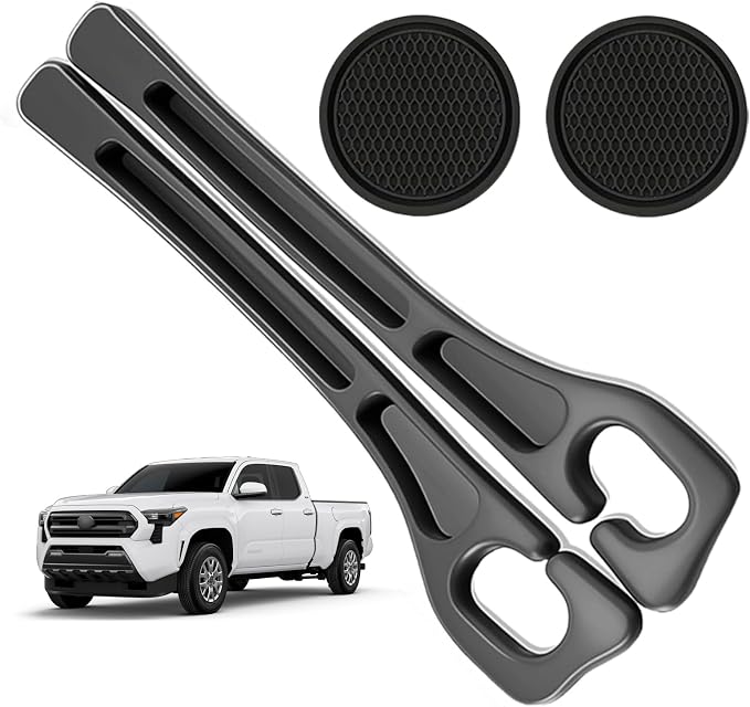 Car Seat Gap Filler Organizer Compatible with Toyota Tacoma Accessories Seat Gap Plug Blocker with Storage Slot Non-Slip Car Cup Holder Coaster Black
