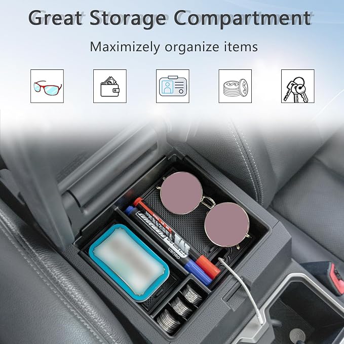 JDMCAR Center Console Organizer Compatible with 2025 2026 Toyota 4Runner Accessories, Insert ABS Materials Tray, Armrest Box Secondary Storage Tray Interior Accessories (Glossy Black Trim)