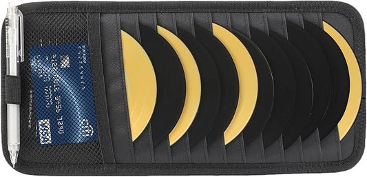 CD Visor Holder, Visor CD Holder 12 DVD Organizer, Elastic Strap | 12 DVD Organizer 1 Mesh Pocket, 1 Pen Holder, For Car
