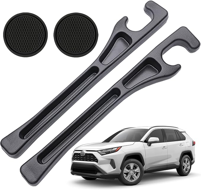 Pukonger Car Seat Gap Filler Compatible with Toyota Rav4 Accessories Seat Gap Plug Blocker with Storage Slot Organizer Non-Slip Car Cup Holder Coaster 2 Pack Black