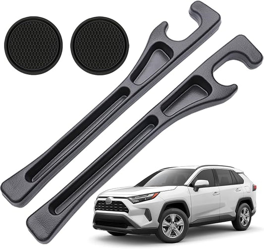 Pukonger Car Seat Gap Filler Compatible with Toyota Rav4 Accessories Seat Gap Plug Blocker with Storage Slot Organizer Non-Slip Car Cup Holder Coaster 2 Pack Black