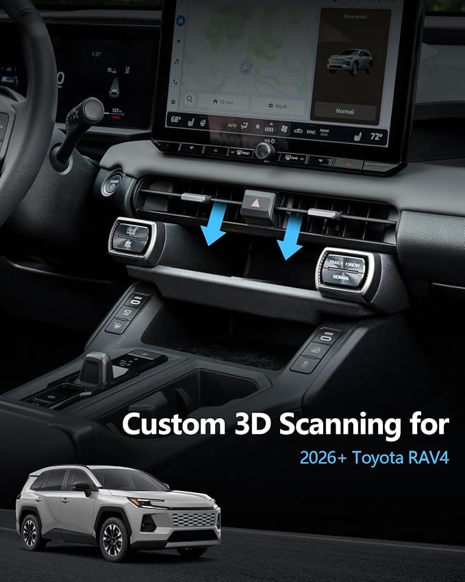 SKTU 2-Pack for 2026 Toyota RAV4 Console Tray 2026+ RAV4 (LE/SE/XLE Premium/Woodland/XSE/Limited) Drawer Storage Box & Wireless Charging Mat 2026 RAV4 Accessories Rubber Console Non-Slip Pad