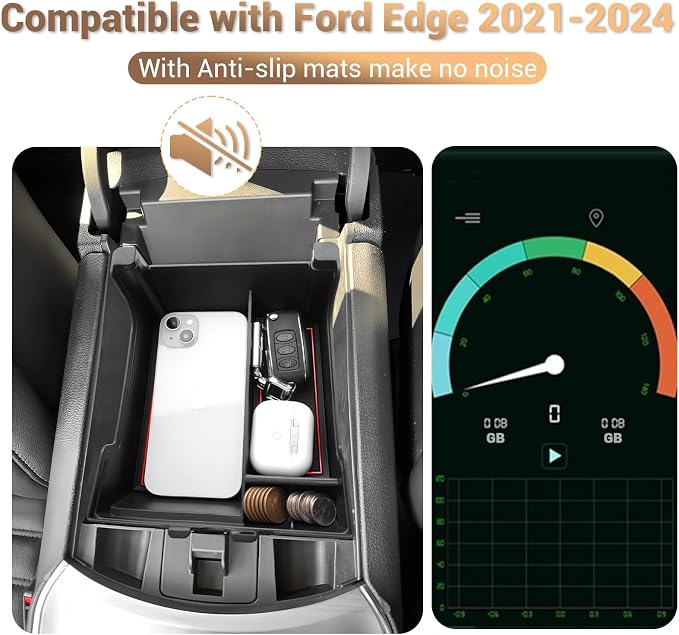 for 2024 Ford Edge Center Console Organizer Tray for 2021-2024 Edge SE/SEL/ST-Line/Titanium/ST Middle Console Organizer Center Console Storage Tray for 2024 Ford Edge SEL Accessories(Red)