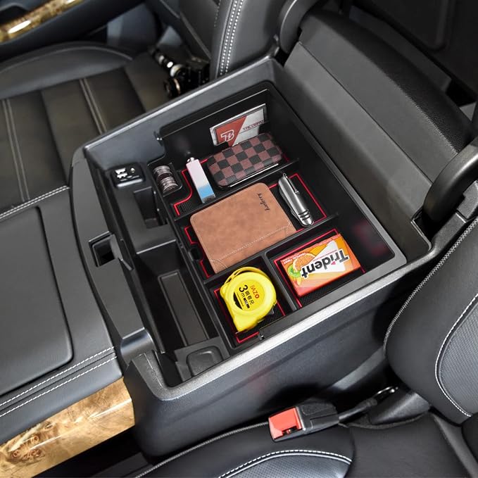 Center Console Organizer Fit Sierra/Silverado 1500 & Yukon/Tahoe/Suburban | Full Coverage, Compatible with 2014-2018 GMC Sierra 1500 /Chevy Silverado 1500,2015-2020 Yukon XL/Tahoe/Suburban