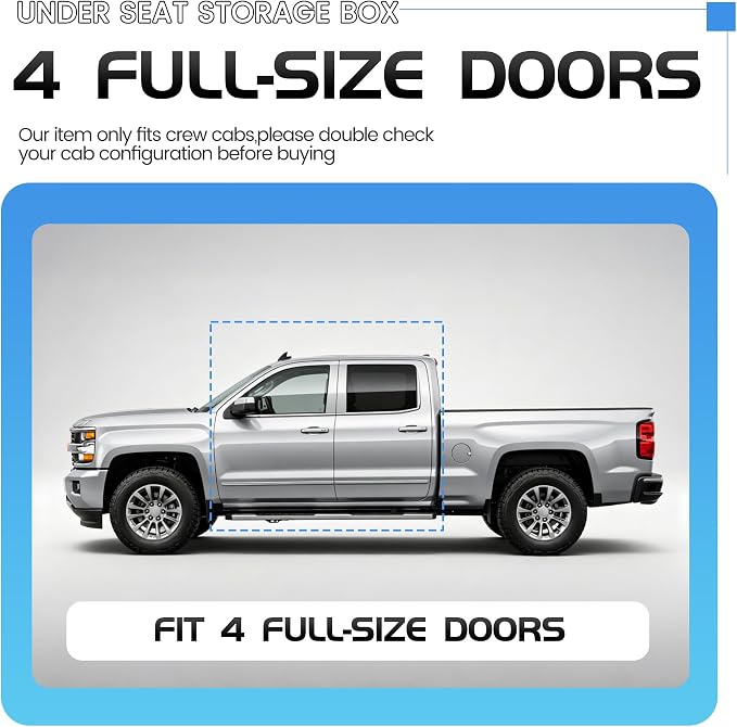 ECOTRIC Under Seat Storage Box Compatible with Crew Cab 2007-2018 Silverado 2007-2019 GMC Sierra 1500 2500HD 3500HD Under Seat Storage Container Replacement for #23183674
