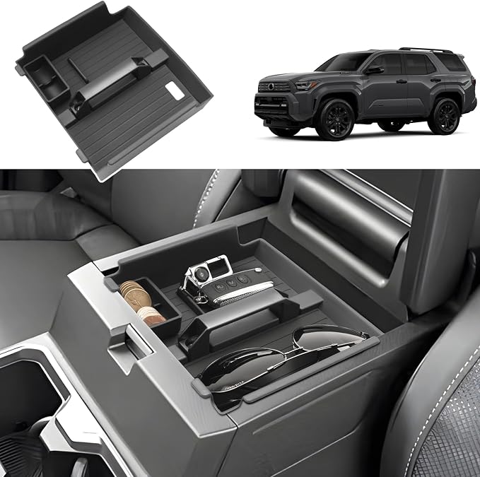 2025 2026 4Runner Center Console Organizer for Toyota 4Runner (All Trims), with Small Handle&Coin Holder, Durable ABS Plastic Console Tray Insert 2026 2025 4Runner Interior Accessories