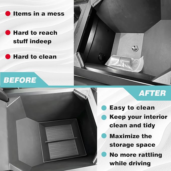 BestEvMod Center Console Organizer Tray Compatible with Tesla Cybertruck 2026 2025 2024 Accessories Pickup Armrest Storage Box (Armrest Lower Organizer)