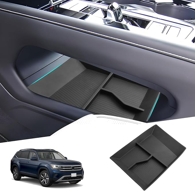 SHAOHAO for 2026 Volkswagen Atlas Under Console Organizer for 2024 2025 2026 Volkswagen Atlas Accessories Lower Organizer (SE/SE with Tech/SEL/SEL R-Line/SEL Premium R-Line) Storage Box Tray