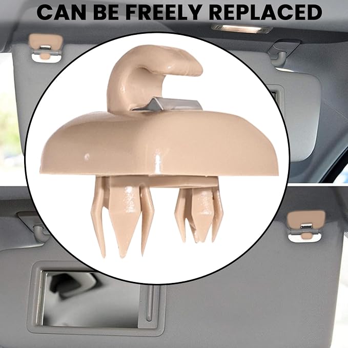 2 PCS Visor ClipsInner Sun Visor Hook Clips, Car Interior Visor HolderHook Compatible with Audi TT A1 A3 A4 A5 Q3 Q5 S3 S4 S5，Replace 8U0857562A (Beige)