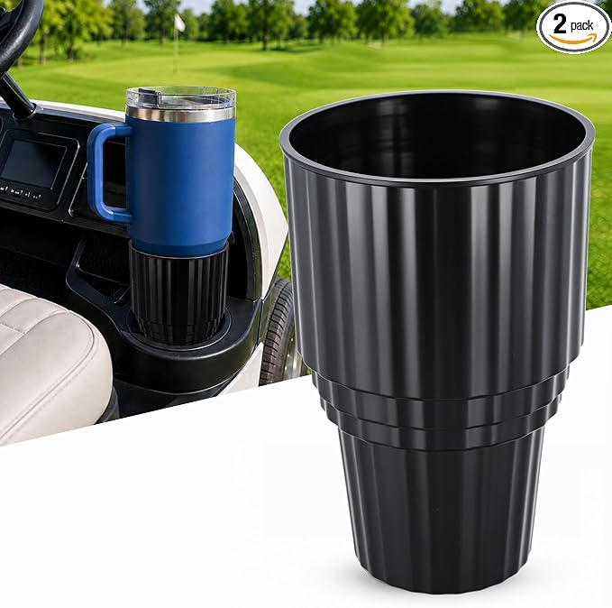 Roykaw Golf Cart Cup Holder for Propane Heater and Cup, Front Dash Cup Holder Adapter, Universal Compatible with EZGO Club Car Yamaha, Fit Most Bottle and Drinks, 2 PCS