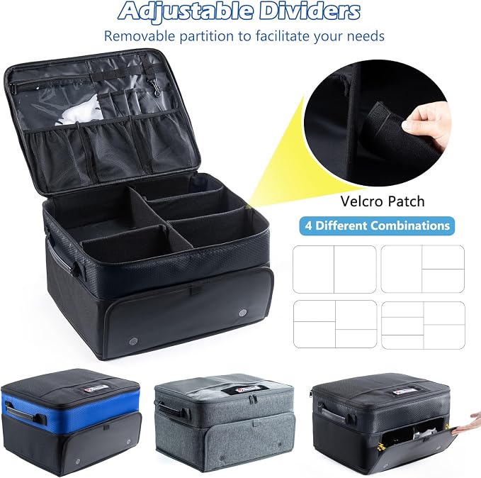 Upgraded Trunk Organizer - Separate Compartment for 2 Pair Shoes, Car Locker Organizer for Golf Balls, Gloves, Accessories