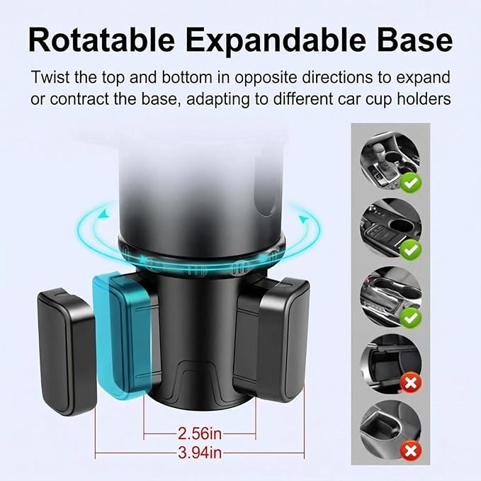 Car Cup Holder Tray Cup Holder Expander 9” Detachable Car Food Tray Table for Eating Perfect Road Trip Essential for Yeti & Hydro Flask Compatibility