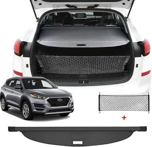 Cargo Cover for Hyundai Tucson 2020 2021Accessories 2016 2017 2018 2019(Canvas),Retractable Trunk Cover Organizer Security Shielding Shade Tonneau Cover for Hyundai Tucson Accessories