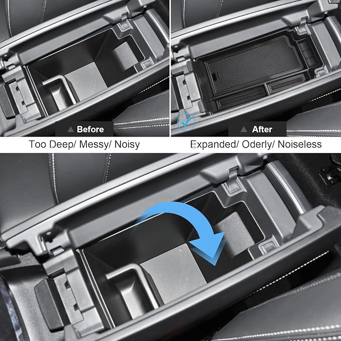 2021-2025 2026 Rogue Center Console Organizer for Nissan Rogue (S/SV/SL/Platinum/Rock Creek/Dark Armor), Durable ABS&Anti-Slip Rubber Console Tray Insert 2026 2025 Rogue Accessories (Black)