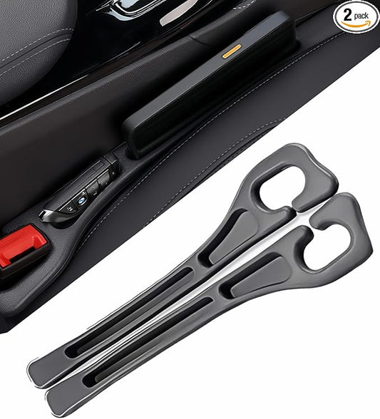 BESTKEE Car Seat Gap Filler 2 Pack, No Drop Seat Gap Plug with Dual Storage Slots, Blocks Phones Keys Coins, Flexible EVA Console Gap Filler Auto Accessories for Cars SUVs Trucks