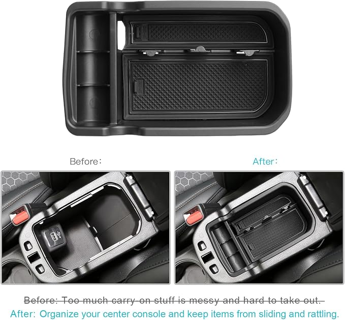 CDEFG Center Console Accessory Organizer Compatible with 2017 2018 2019 2020 2021 Compass, ABS Material Armrest Box Insert Tray Glove Secondary Storage Box (Black)