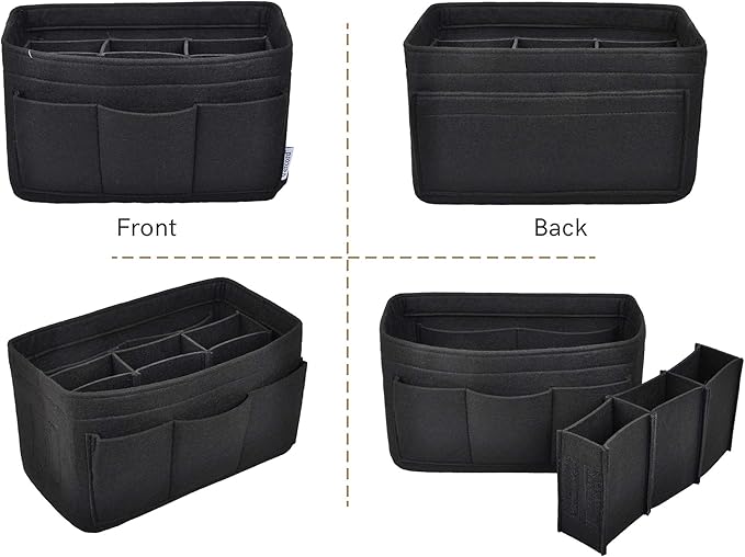 Vercord Felt Purse Organizer Handbag Insert Liner Shaper Bag in Bags for Speedy Neverfull Tote Black Xlarge