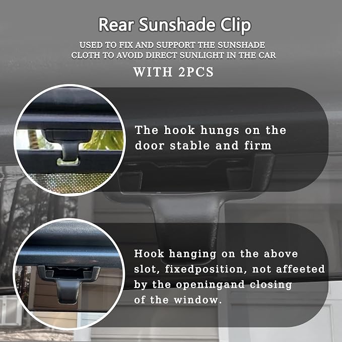 Rear Sun Shade Hook Clip with Cover Kit Black Compatible with Honda Pilot 2016-2022 Passport 2019-2021 Replace Rear Left&Right Window Sunshade Hook Clip 2PCS