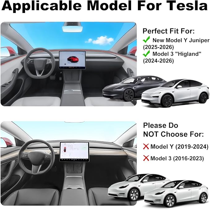 Eonflux Center Console Organizer for Tesla Model Y Juniper (2025-2026 Only Premium & Performance) & Model 3 Highland (2024-2026),Hidden Storage Box & Cup Holder with Silent Silicone Liner, 5PCS Black