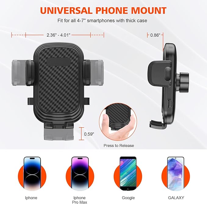 Newlest 2 in 1 Phone Mount for Car Cup Holder with Adjustable Base, Holders for Car Cupholder, No Shaking 360° Flexible Neck Phone Mount for All 4-7” Smartphones, Cup Holder for Most Bottles