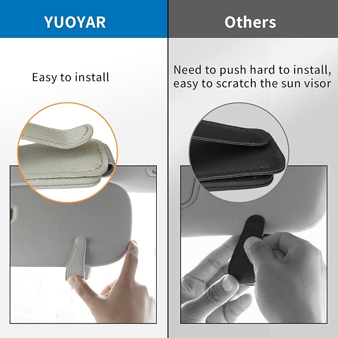 Yuoyar 2 Packs Magnetic Sunglass Holder for Car Visor (4Pcs Grey) | Magnetic Interior Car Accessories