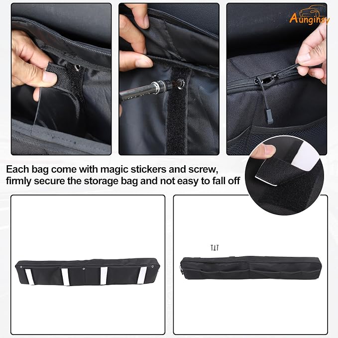 Aunginsy Car Trunk Organizer Compatible with Toyota FJ Cruiser 2007-2024+, Rear Tailgate Storage Bag Organizer Back Door Panel Storage Pockets Box Multi-Compartment Oxford Cloth Expansion Accessories