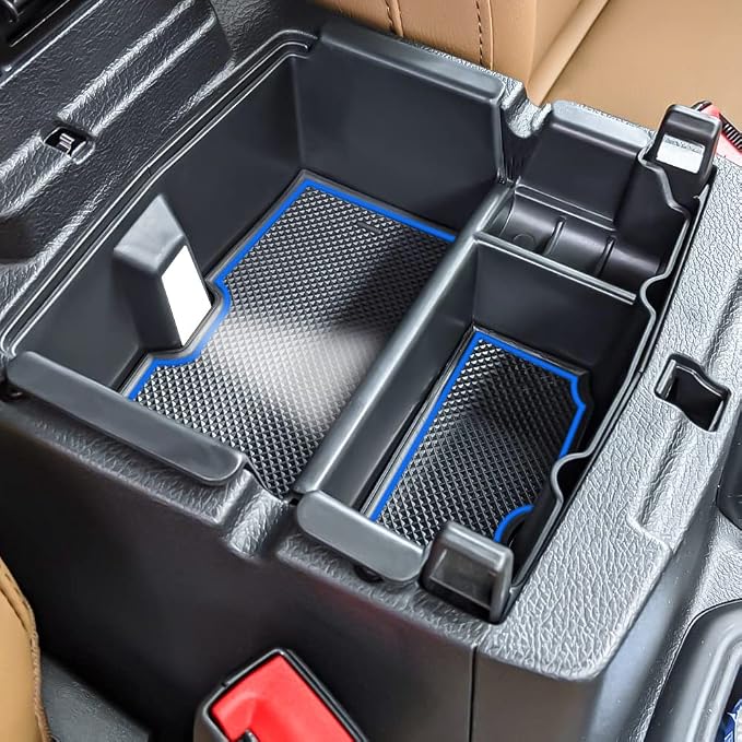 Center Console Organizer Compatible with Jeep Wrangler JL & JLU 2018 2019-2024 2025 2026 Accessories, Gladiator JT Truck 2020 2021 2022 2023-2026 Insert Tray Armrest Storage Box, Blue