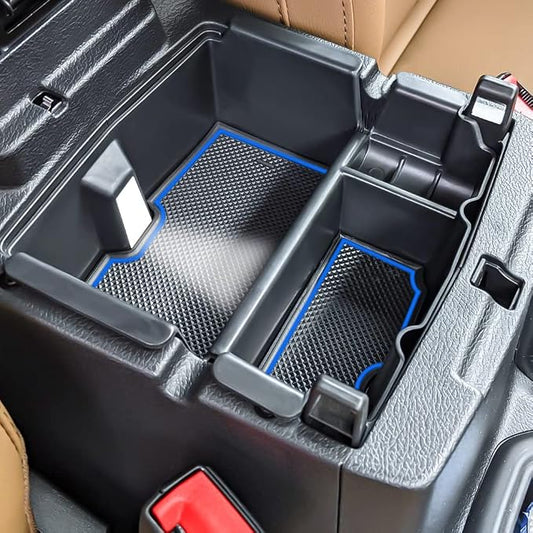 Center Console Organizer Compatible with Jeep Wrangler JL & JLU 2018 2019-2024 2025 2026 Accessories, Gladiator JT Truck 2020 2021 2022 2023-2026 Insert Tray Armrest Storage Box, Blue