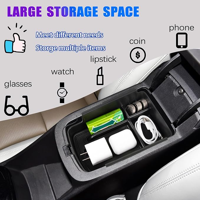 Center Console Organizer Tray Compatible with 2024 2025 2026 Chevy Trax and Buick Envista Armrest Storage Box Insert Storage Tray Secondary Interior Accessories