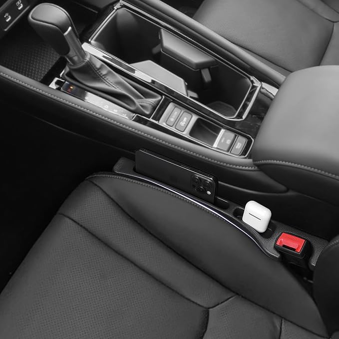 Pukonger Car Seat Gap Filler Compatible with Honda Accord Accessories Seat Gap Plug Blocker with Storage Slot Organizer Non-Slip Car Cup Holder Coaster 2 Pack Black