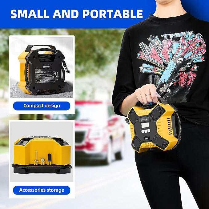 AstroAI Air Compressor Integrated Metal StructureTire InflatorI&Car Trunk Organizer Storage