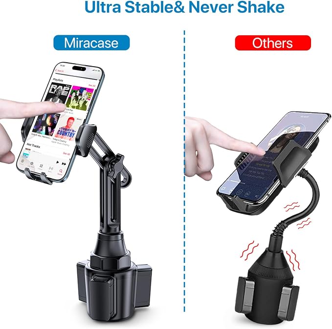 Miracase [Latest Upgraded Universal Cup Phone Holder for Car, [Rotatable & Adjustable] Long Neck Car Cup Holder Phone Mount Compatible with iPhone, Samsung, Google & More Smartphones