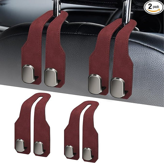 Car Seat Headrest Hooks for Purses and Bags, 2 Pack Bag Purse Holder for Car With Double Metal Hooks, Car Purse Hanger, Headrest Back Seat Handbags Hook Cute Hanging Accessories, hot pink