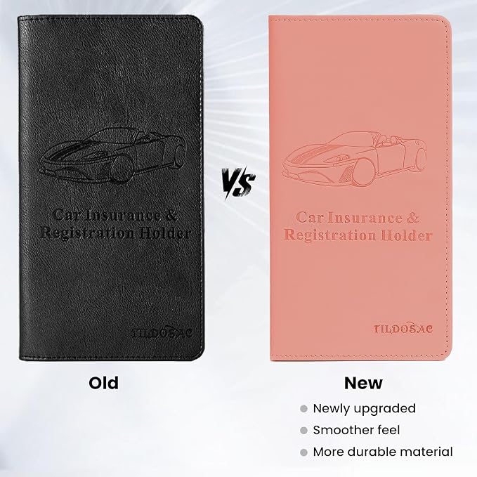 TILDOSAC Car Registration & Insurance Card Holder Leather Auto Glove Box Organizer Document Wallet with Magnetic Shut