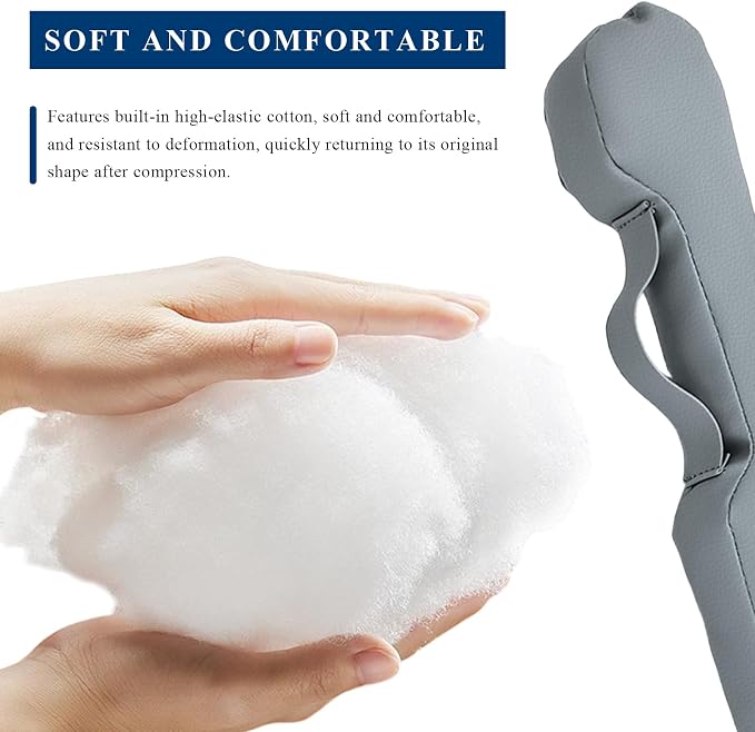 2 PCS Leather Car Seat Gap Filler, No Drop Auto Gap Seam Filler Slide Free Pad with Securing Strap, Seat Crevice Plug Drop Blocker Between Seats & Consoles for SUV Truck Sedan (Light Gray)