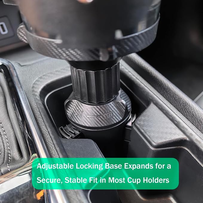 Car Cup Holder Expander Adapter | Adjustable 3"-5.5" Mount for Oversized Bottles & Food Buckets | Detachable Space-Saving Design with Anti-Vibration Silicone Base (Black - Cup Holder)