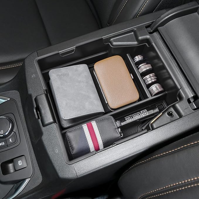 EDBETOS Center Console Organizer Tray Compatible with Chevy Traverse Accessories 2018 2019 2020 2021 2022 2023 Interior Secondary Armrest Storage Glove Box Divider ABS Material, Black Trim