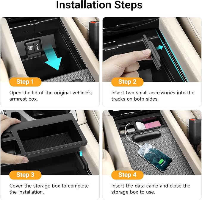 Hellet Center Console Insert Cable Protector Compatible with Honda 2016-2022 Pilot & 2019-2023 Passport & 2017-2023 Ridgeline Accessories Convenient for Mobile Phone Charging